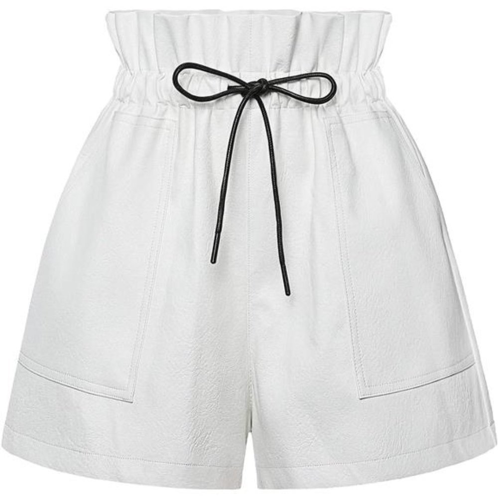 White color Faux High Waisted Wide Leg Sexy Shorts